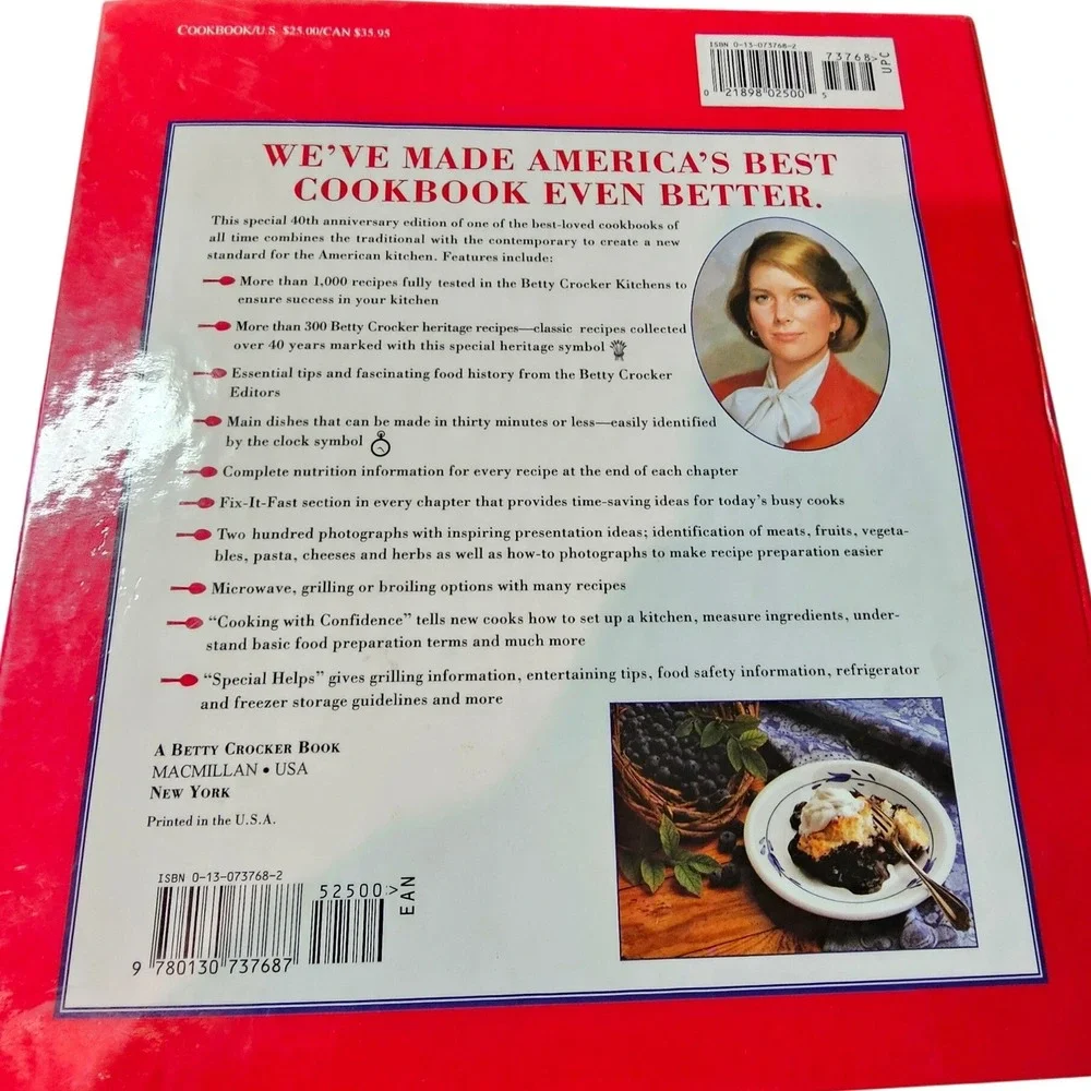 Betty Crocker 40th Anniversary‎ Cookbook Vintage Hardcover 1991 ISBN 0130737682